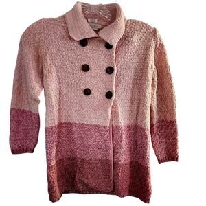 Maggie & Zoe Girls Pink & White Knit Long Double Breasted Sweater Size 6X